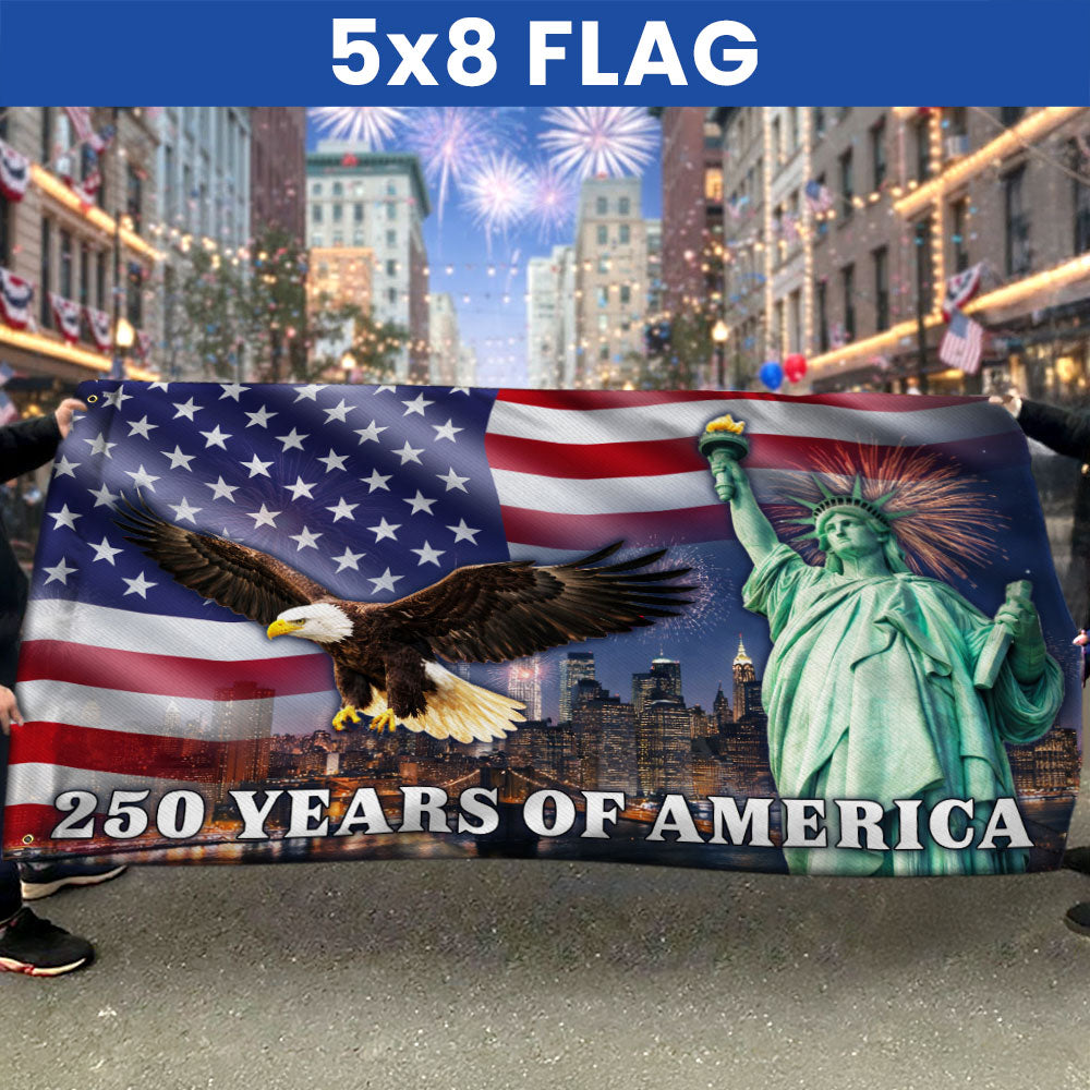 250 Years of America New York City Flag, Eagle with Liberty Grommet Flag