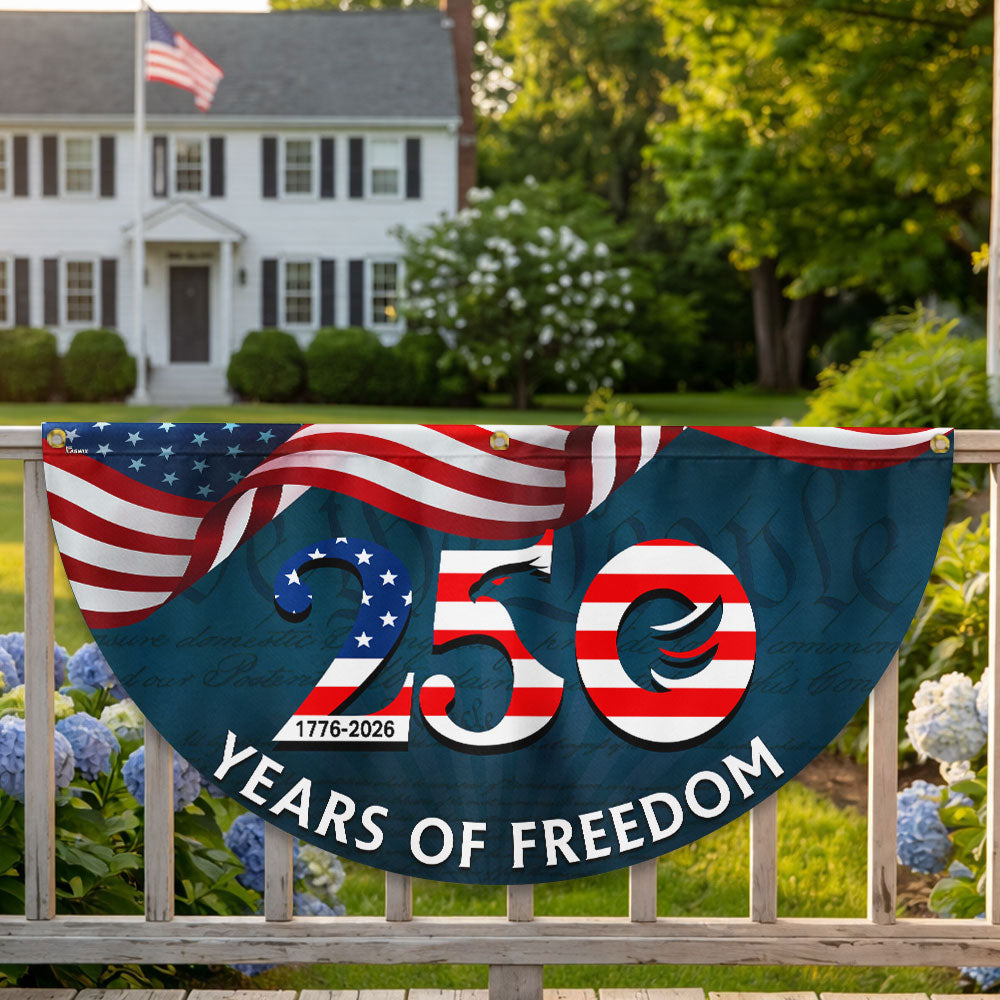 250th Anniversary Fan Flag, 1776 2026 Patriotic We The People Decor