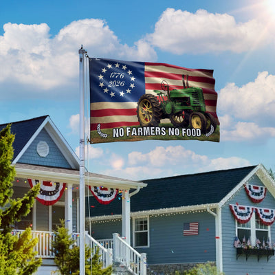 Tractor Farm Flag, 1776 2026 No Farmers No Food Grommet American Flag