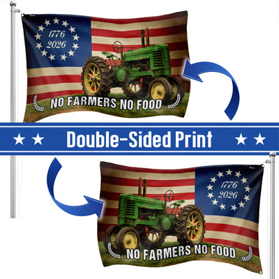Tractor Farm Flag, 1776 2026 No Farmers No Food Grommet American Flag