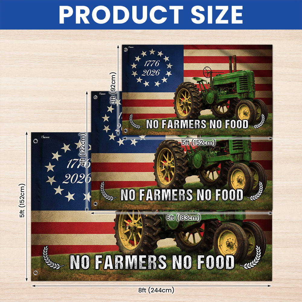 Tractor Farm Flag, 1776 2026 No Farmers No Food Grommet American Flag