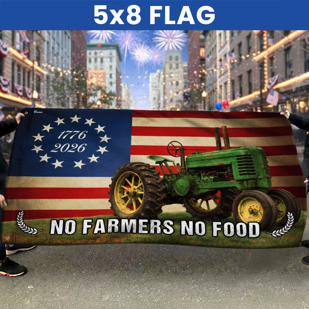Tractor Farm Flag, 1776 2026 No Farmers No Food Grommet American Flag