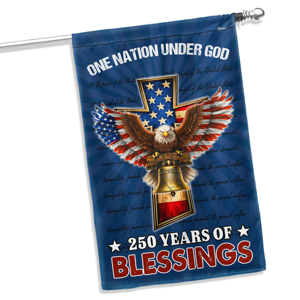 Christian Patriotic Flag, 250 Years of Blessings One Nation Under God Decor