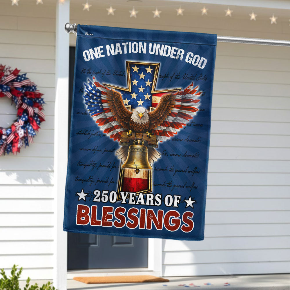 Christian Patriotic Flag, 250 Years of Blessings One Nation Under God Decor