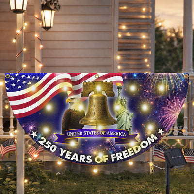 250 Years of Freedom 4th of July Patriotic Liberty Solar Led Fan Flag