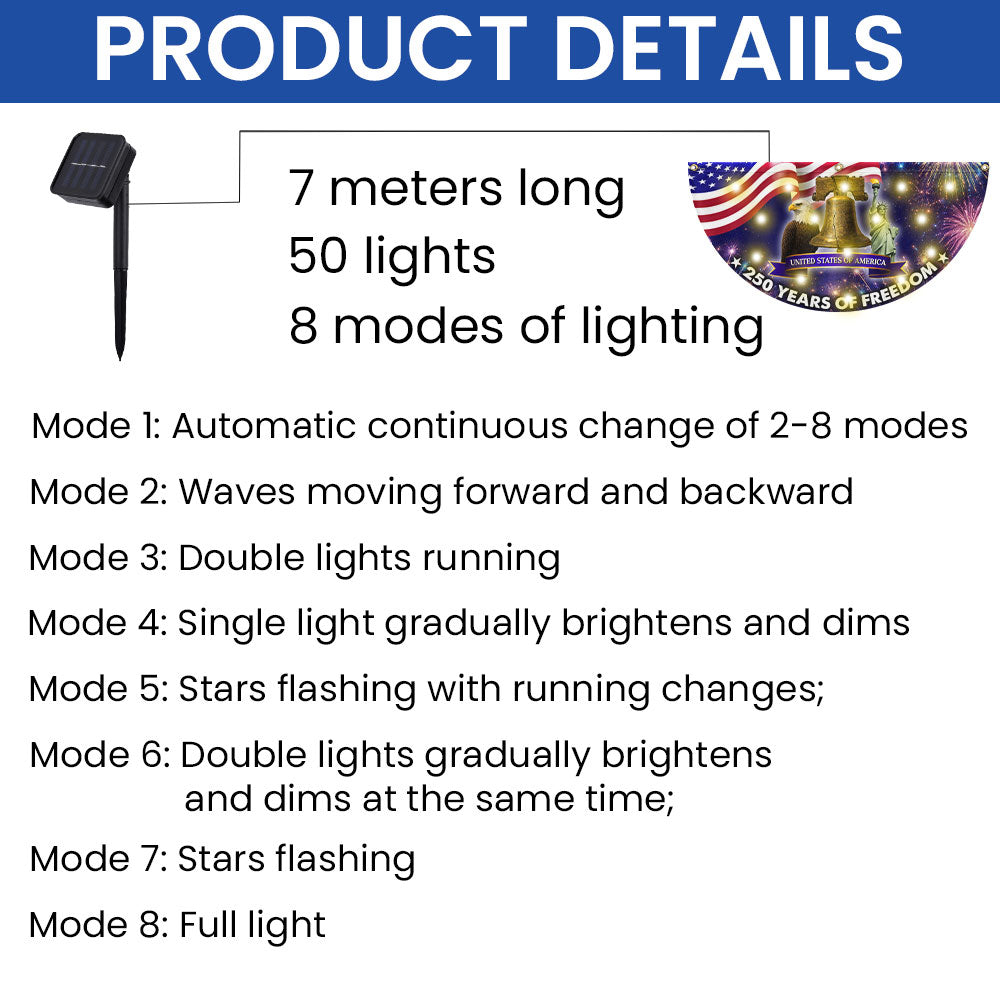 250 Years of Freedom 4th of July Patriotic Liberty Solar Led Fan Flag