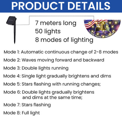250 Years of Freedom 4th of July Patriotic Liberty Solar Led Fan Flag