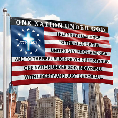 One Nation Under God 1776 2026 The Original Pledge of Allegiance Grommet Flag