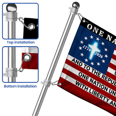 One Nation Under God 1776 2026 The Original Pledge of Allegiance Grommet Flag