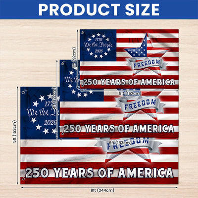 Patriotic Flag, 250 Years of America Star We The People Grommet US Flag