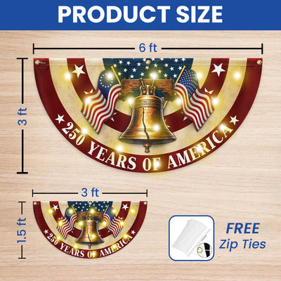 250 Years of America Flag, Patriotic Liberty Betsy Ross Vintage Solar Led Fan Flag