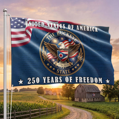Ohio Flag, 250 Years of Freedom The Buckeye State Grommet Flag