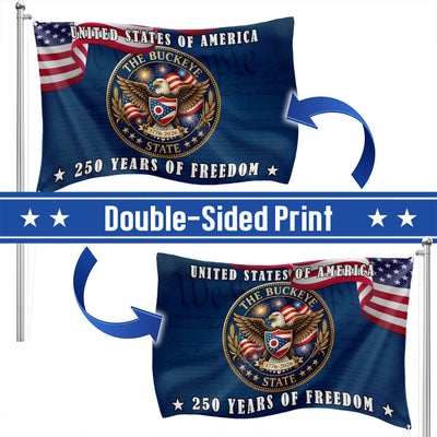 Ohio Flag, 250 Years of Freedom The Buckeye State Grommet Flag