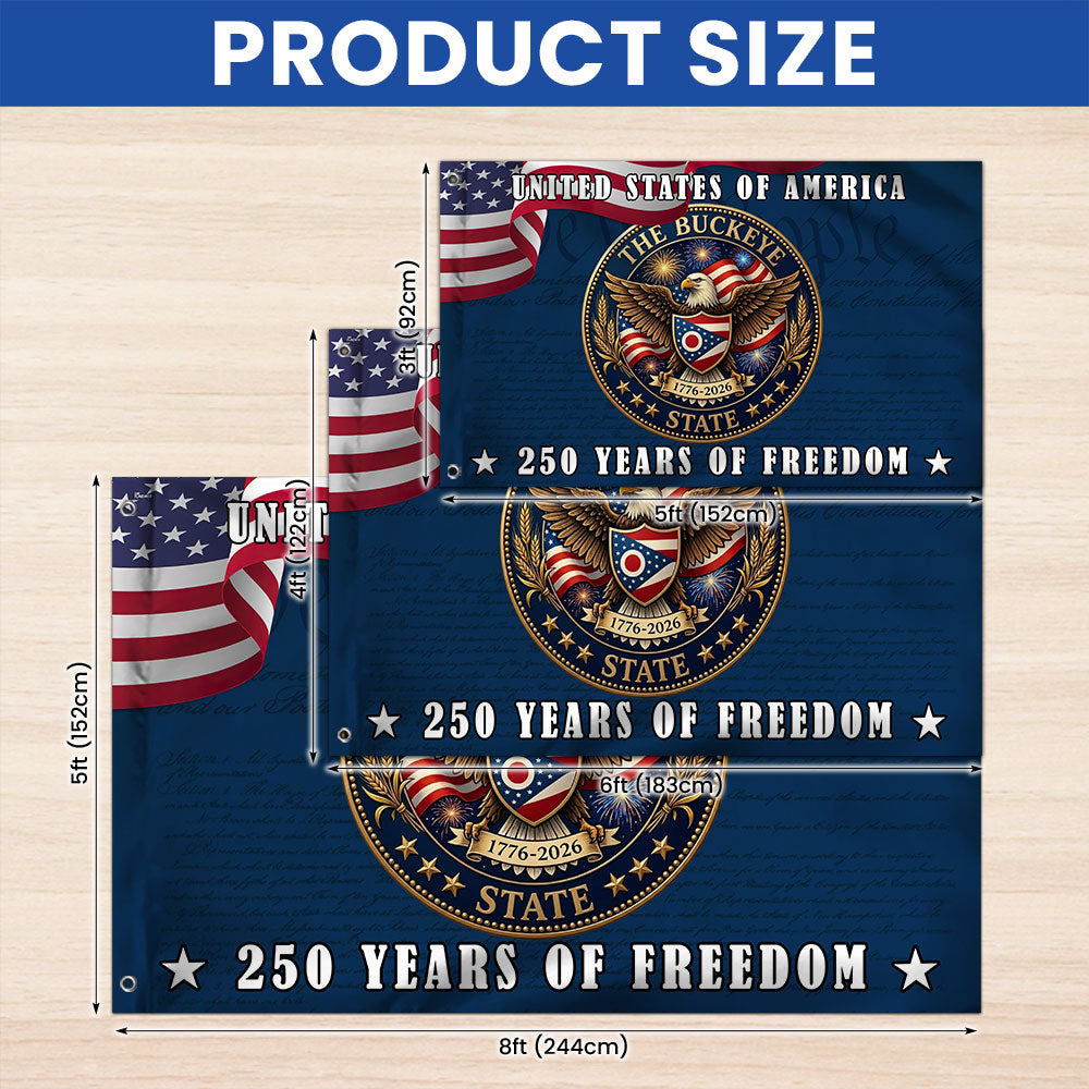 Ohio Flag, 250 Years of Freedom The Buckeye State Grommet Flag