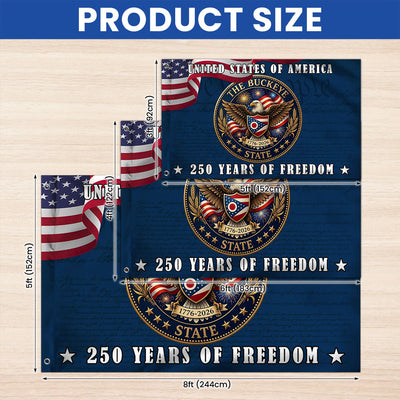 Ohio Flag, 250 Years of Freedom The Buckeye State Grommet Flag