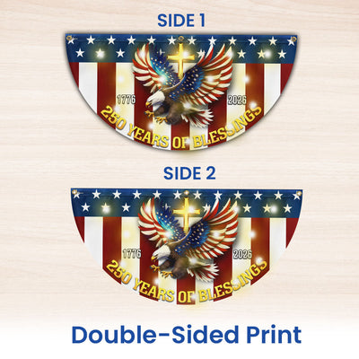 250 Years of Blessings 1776 2026 Patriotic Eagle Cross Solar Led Fan Flag