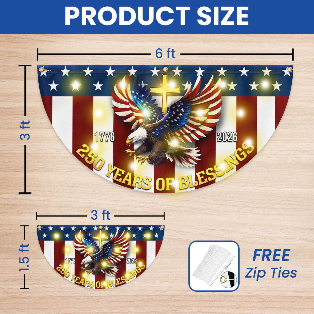 250 Years of Blessings 1776 2026 Patriotic Eagle Cross Solar Led Fan Flag