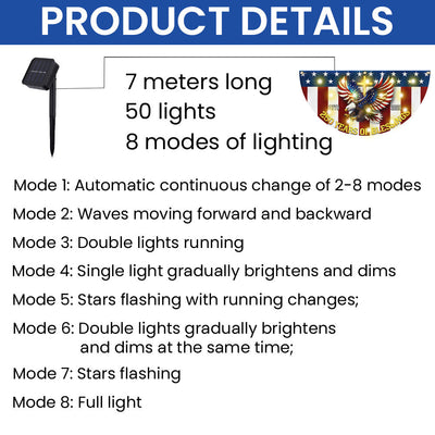 250 Years of Blessings 1776 2026 Patriotic Eagle Cross Solar Led Fan Flag