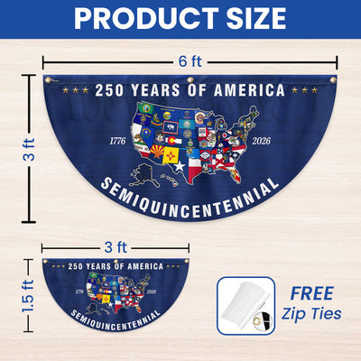 250th Anniversary Semiquincentennial 50 States of America Fan Flag
