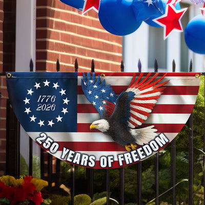 Betsy Ross Flag, 250 Years of Freedom Patriotic Eagle Fan Flag