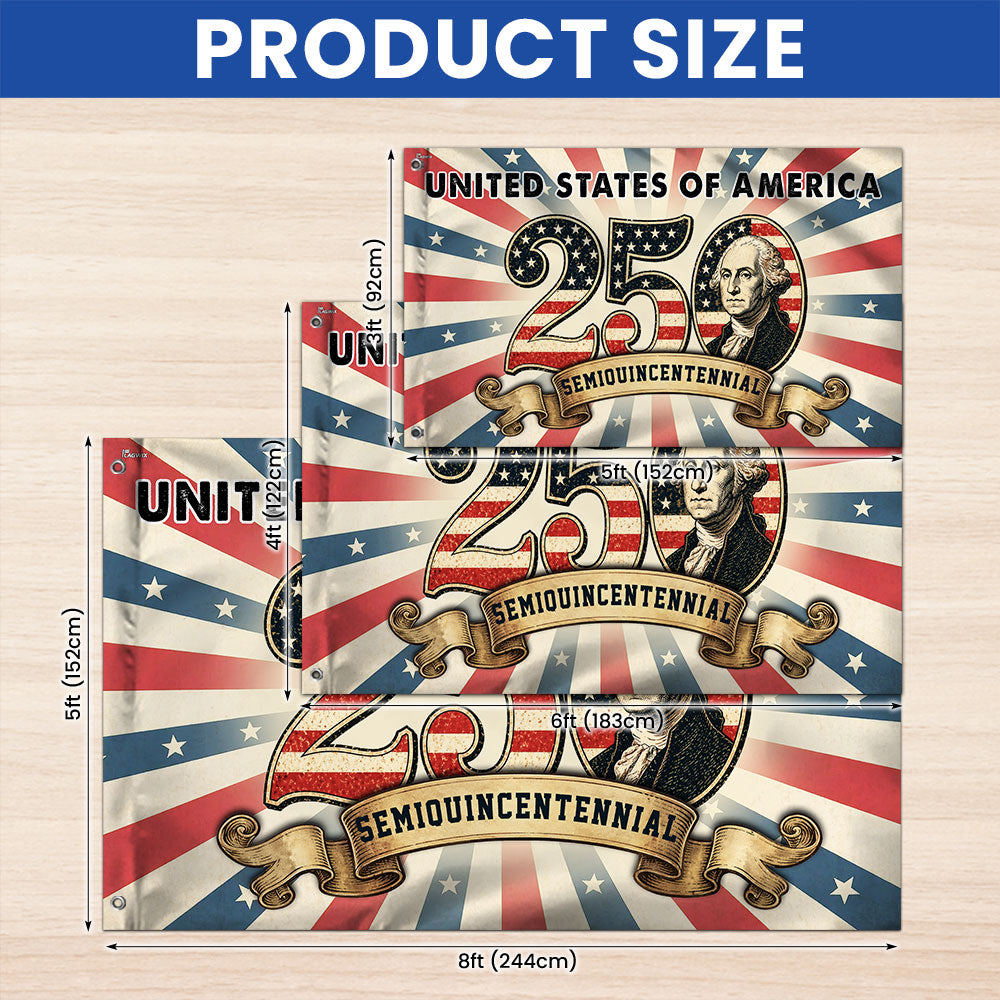 250th Anniversary United States of America Washington Vintage Grommet Flag