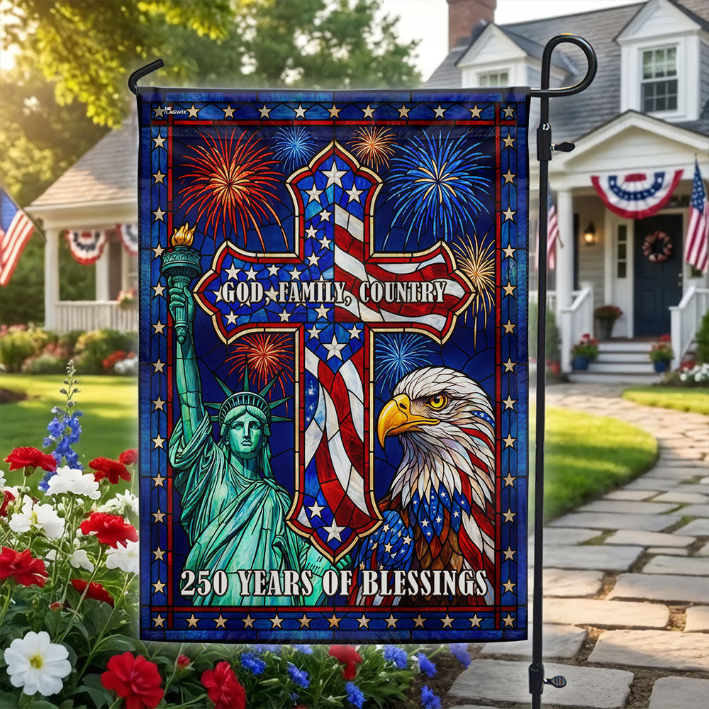 250 Years of Blessings Christian Cross God Family Country Liberty US Flag