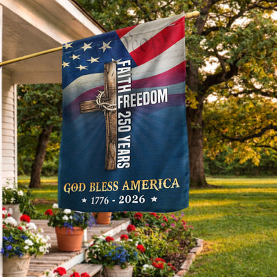 Christian Cross Flag, God Bless America Faith Freedom 250 Years US Flag