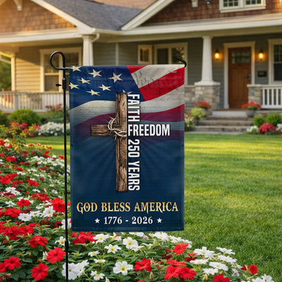 Christian Cross Flag, God Bless America Faith Freedom 250 Years US Flag