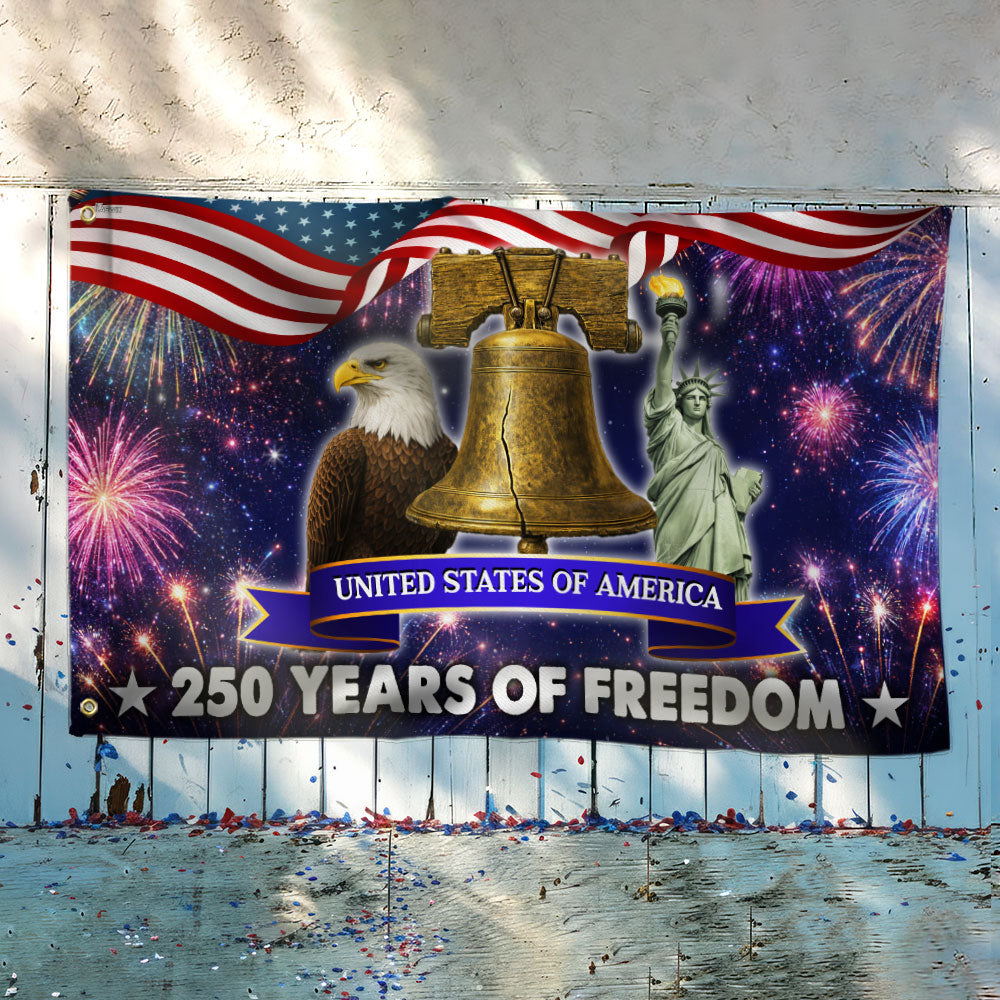 250 Years of Freedom Flag, 4th of July Patriotic Grommet Flag
