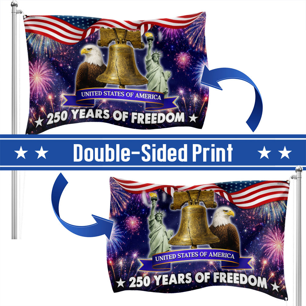 250 Years of Freedom Flag, 4th of July Patriotic Grommet Flag