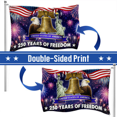 250 Years of Freedom Flag, 4th of July Patriotic Grommet Flag