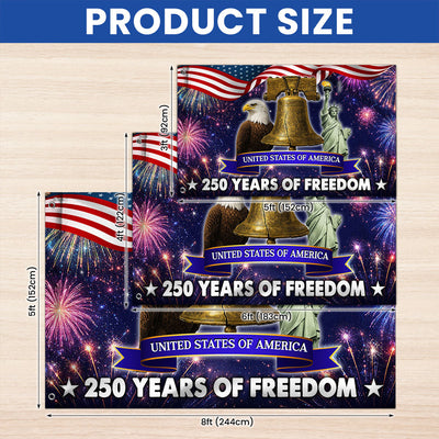 250 Years of Freedom Flag, 4th of July Patriotic Grommet Flag