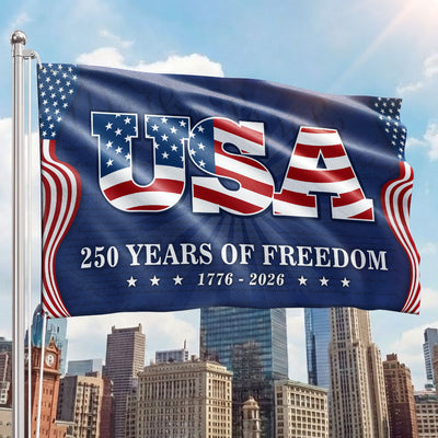 USA Independence Day Flag, 250 Years of Freedom We The People Grommet Flag