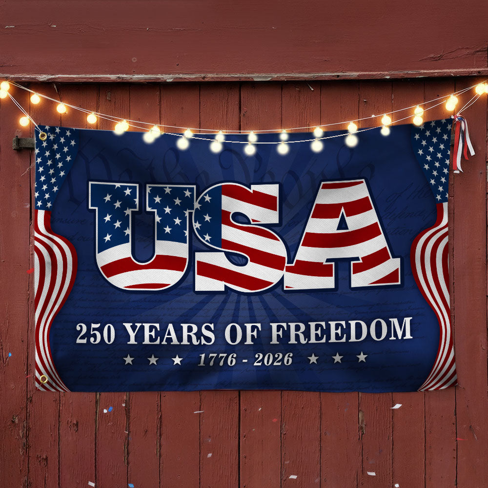 USA Independence Day Flag, 250 Years of Freedom We The People Grommet Flag