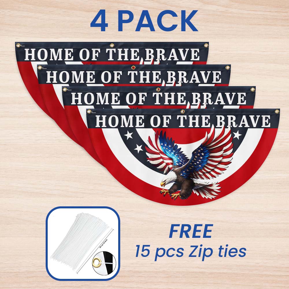 Patriotic Eagle Home of the Brave Non-Pleated Fan Flag