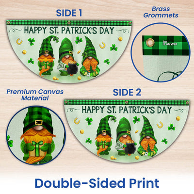 Happy Patrick's Day Gnomes Non-Pleated Fan Flag