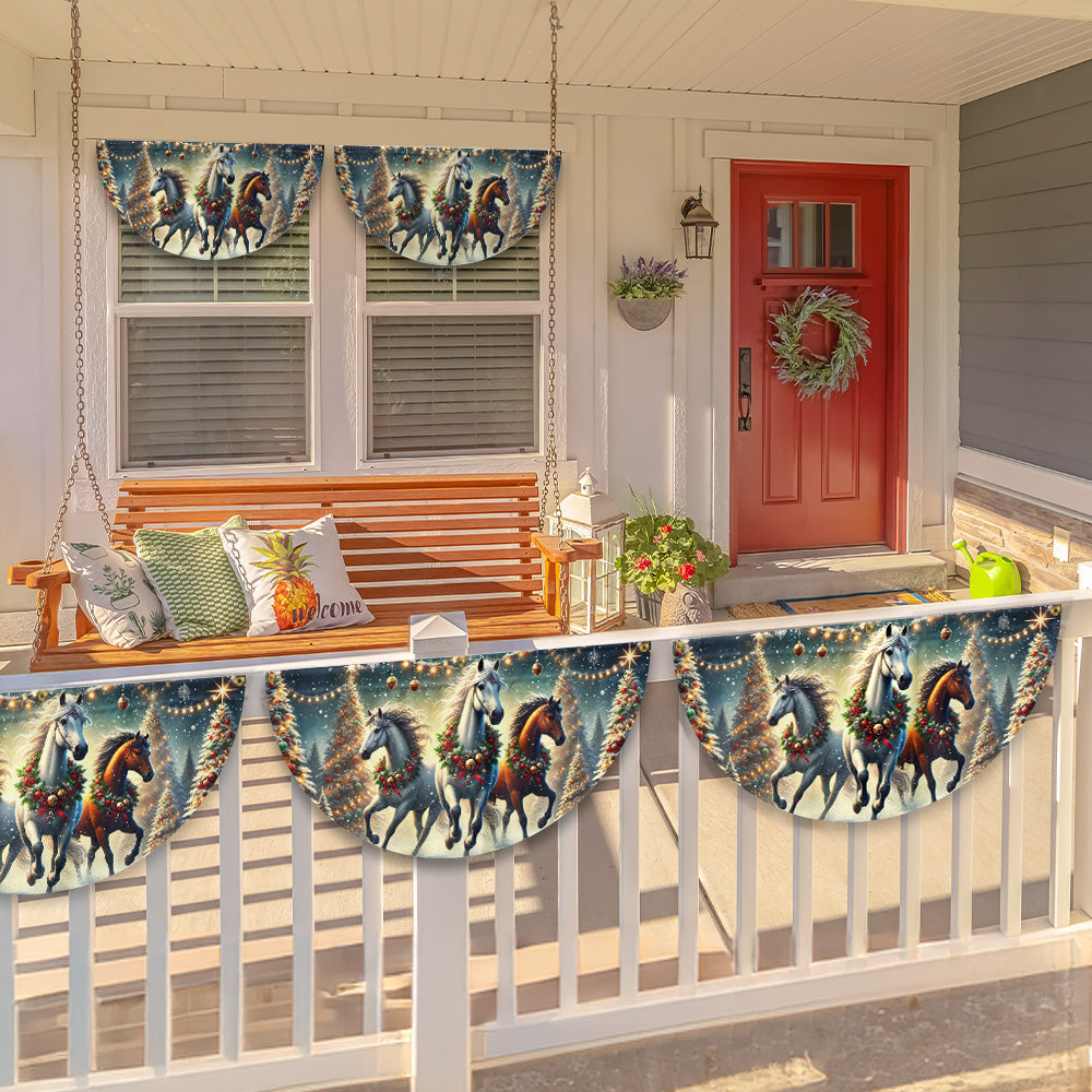 Horse Christmas Non-Pleated Fan Flag