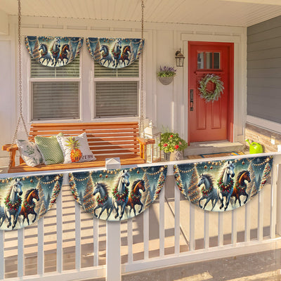 Horse Christmas Non-Pleated Fan Flag
