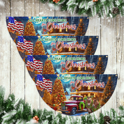 Christmas Horse All Hearts Come Home For Christmas Non-Pleated Fan Flag