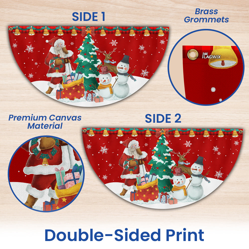 Christmas Santa Claus and Snowman Merry Christmas Non-Pleated Fan Flag