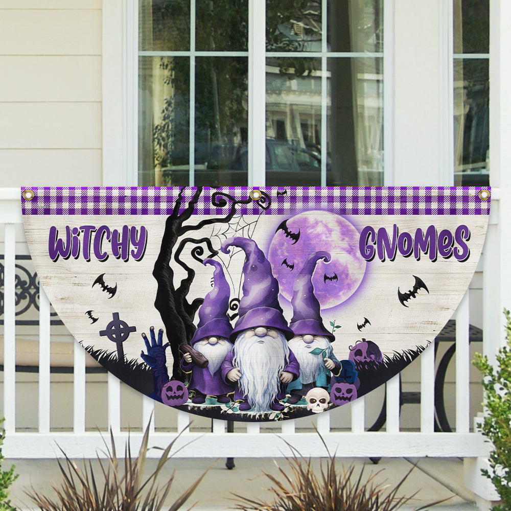 Halloween Witchy Gnomes Non-Pleated Fan Flag
