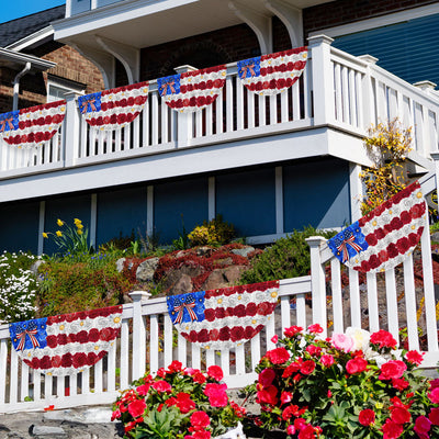 Flagwix American Flag - Floral American Flag Happy 4th Of july Independence Day Non-Pleated Fan Flag