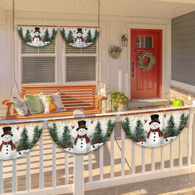 Snowman Festive Winter Holiday Christmas Non-Pleated Fan Flag