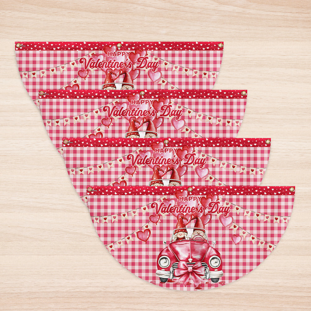 Happy Valentine's Day Gnomes Non-Pleated Fan Flag
