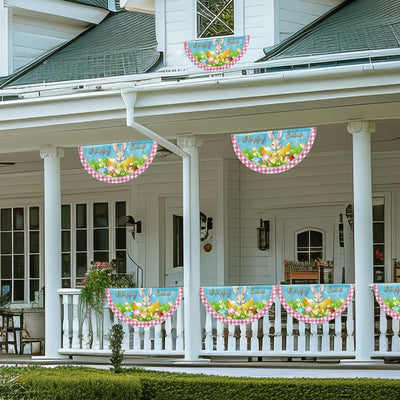 Happy Easter Rabbit Bunny Egg Non-Pleated Fan Flag