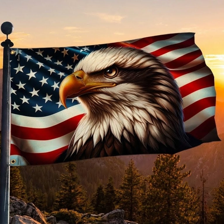 American Flag, America 250th Anniversary Patriotic Eagle American Grommet Flag