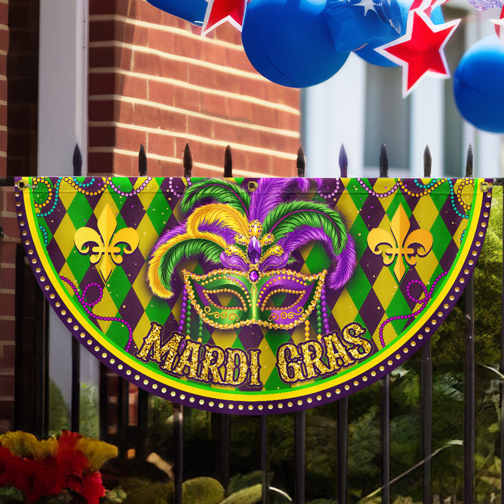 Mardi Gras Non-Pleated Fan Flag, Trending Party Vibes in 2026