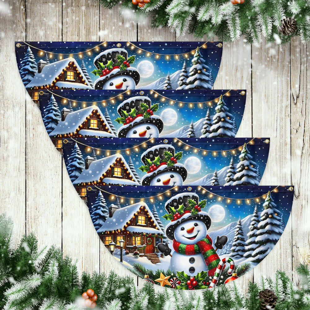 Snowman Winter Christmas Non-Pleated Fan Flag