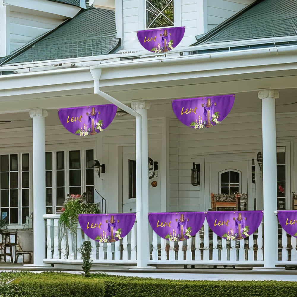 The Season Of Lent Easter Christian Non-Pleated Fan Flag