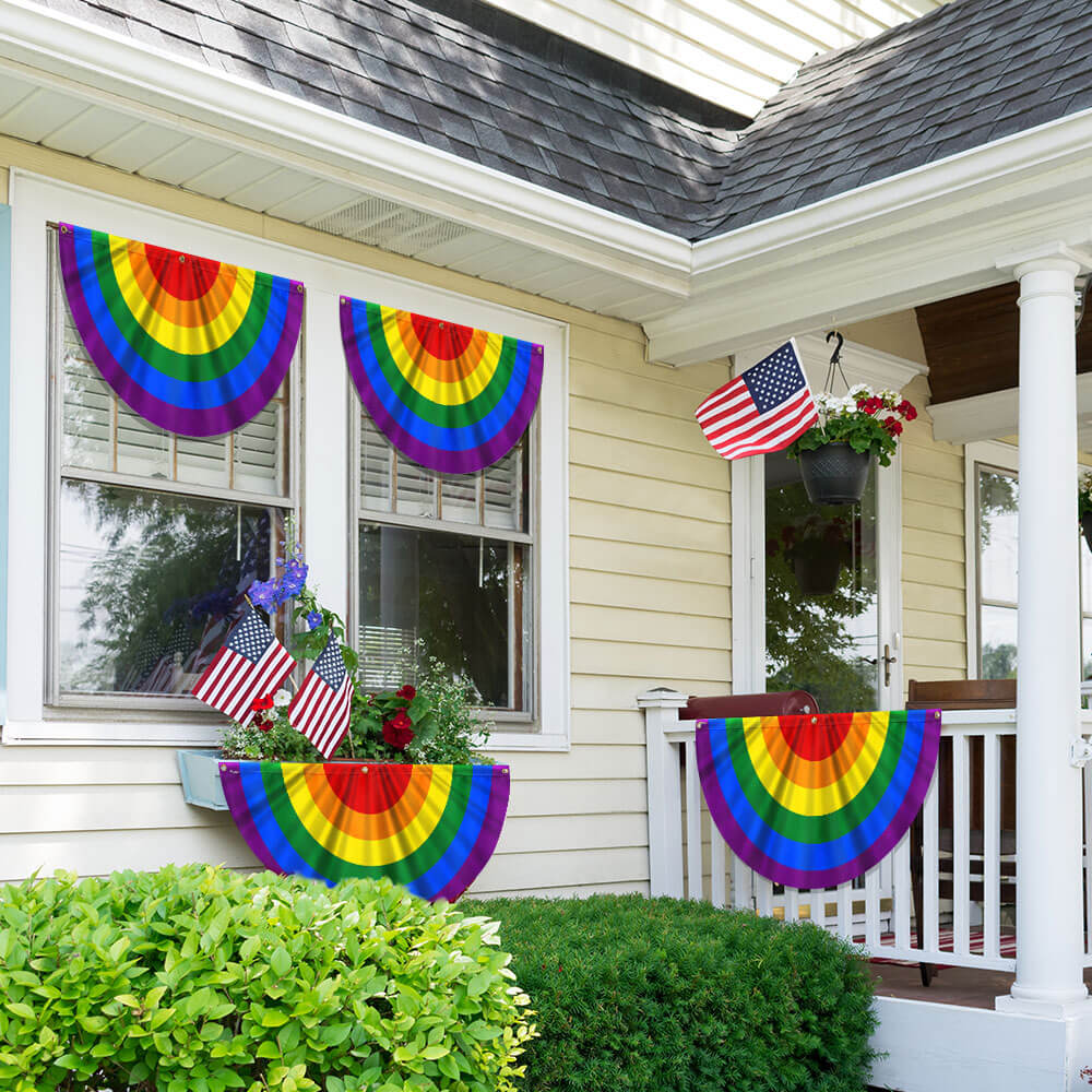 Rainbow LGBT Pride Non-Pleated Fan Flag